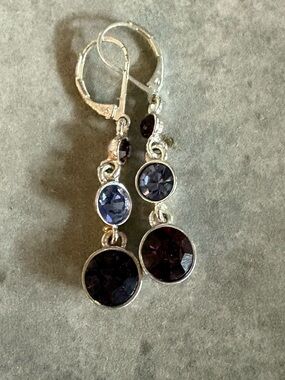 Kohl's Silver-Tone Drop Earrings with Purple and Lavender Stones
